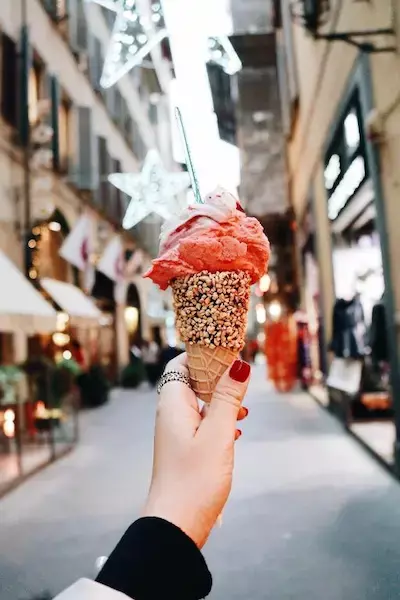 Icecream ice on street